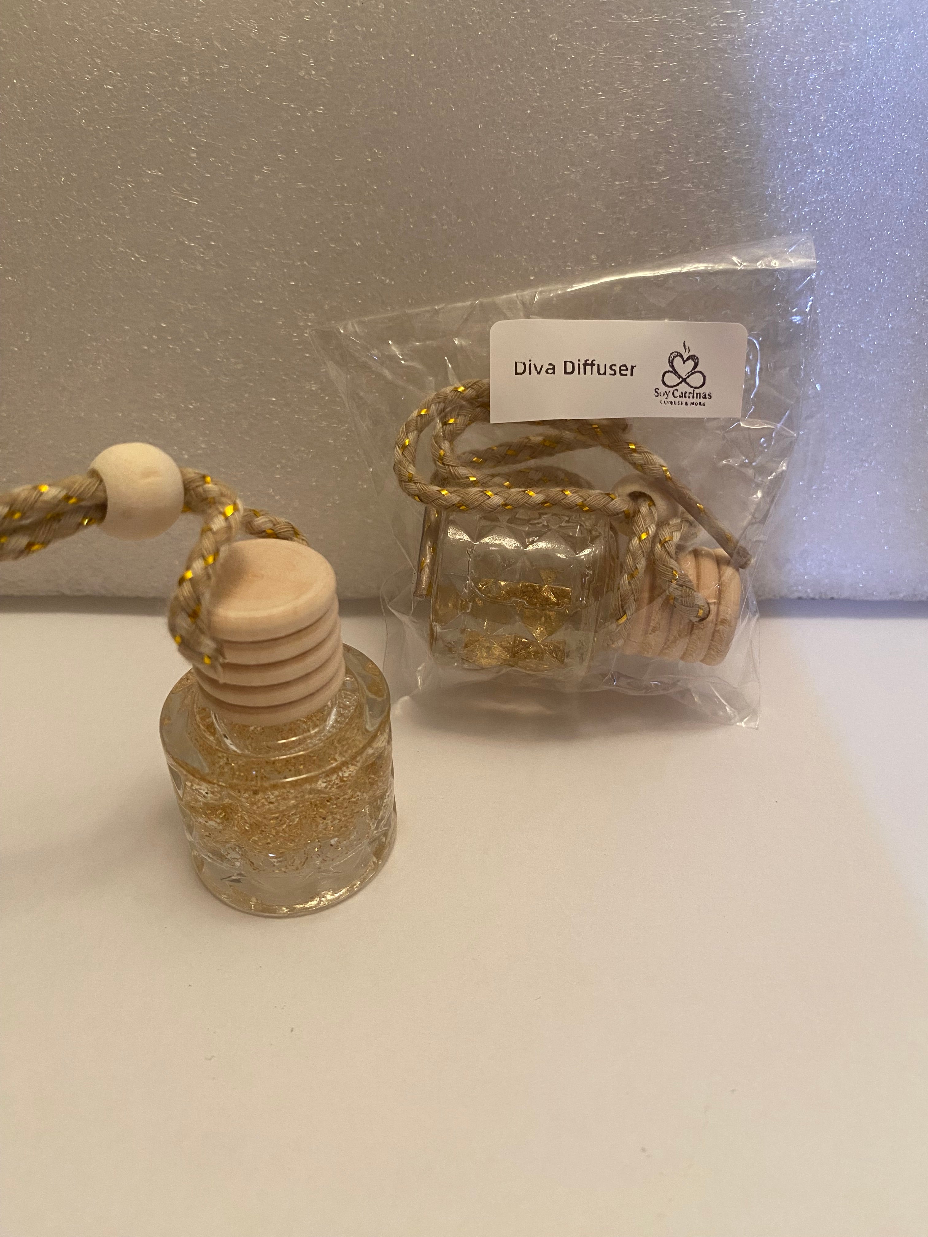 Diva Car Diffuser glass aroma diffuser with decorative cord
